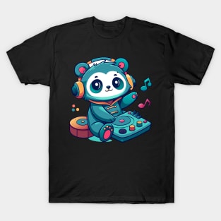 cute panda playing dj music T-Shirt